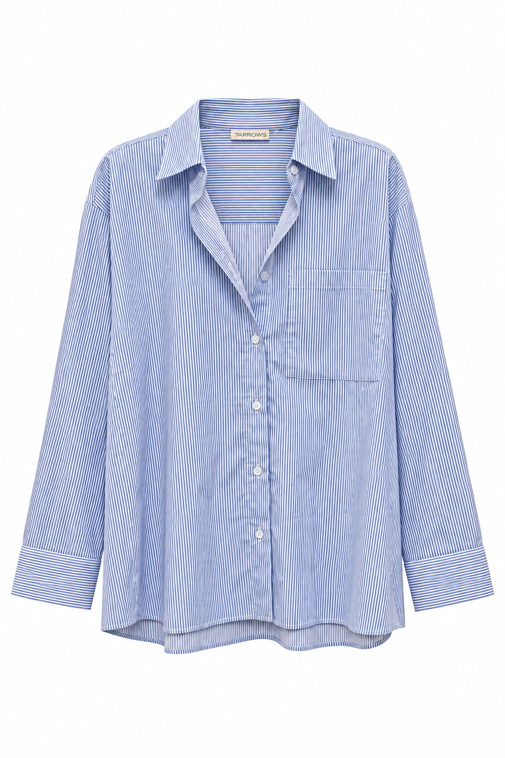 Blue and white striped cotton shirt