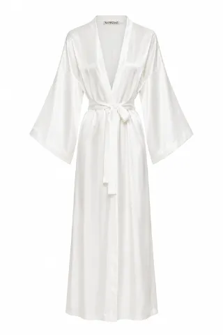 Kimono blanco de satén 