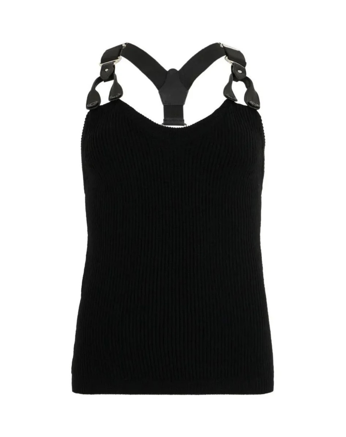 Moschino ribbed-knit black tank top