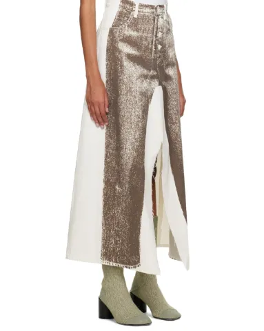 Falda larga de mezclilla blanca de MM6 Maison Margiela 