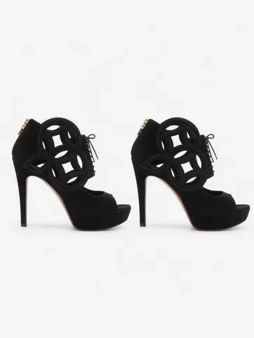 Louis Vuitton sandalias de tacón alto y plataforma en gamuza negra